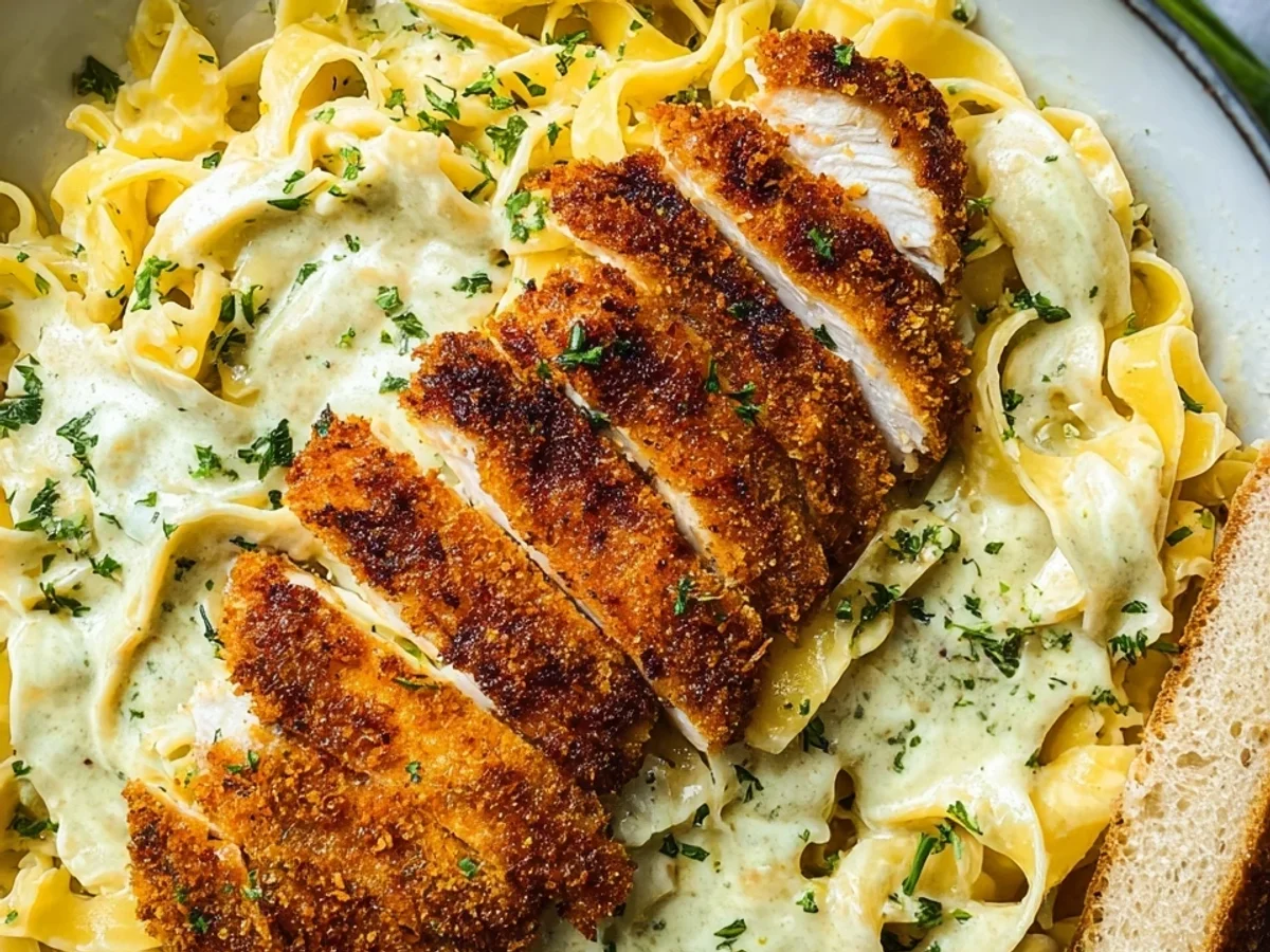 Alfredo Pasta mit Hähnchenschnitzel: Cremiger Genuss - Bild 2