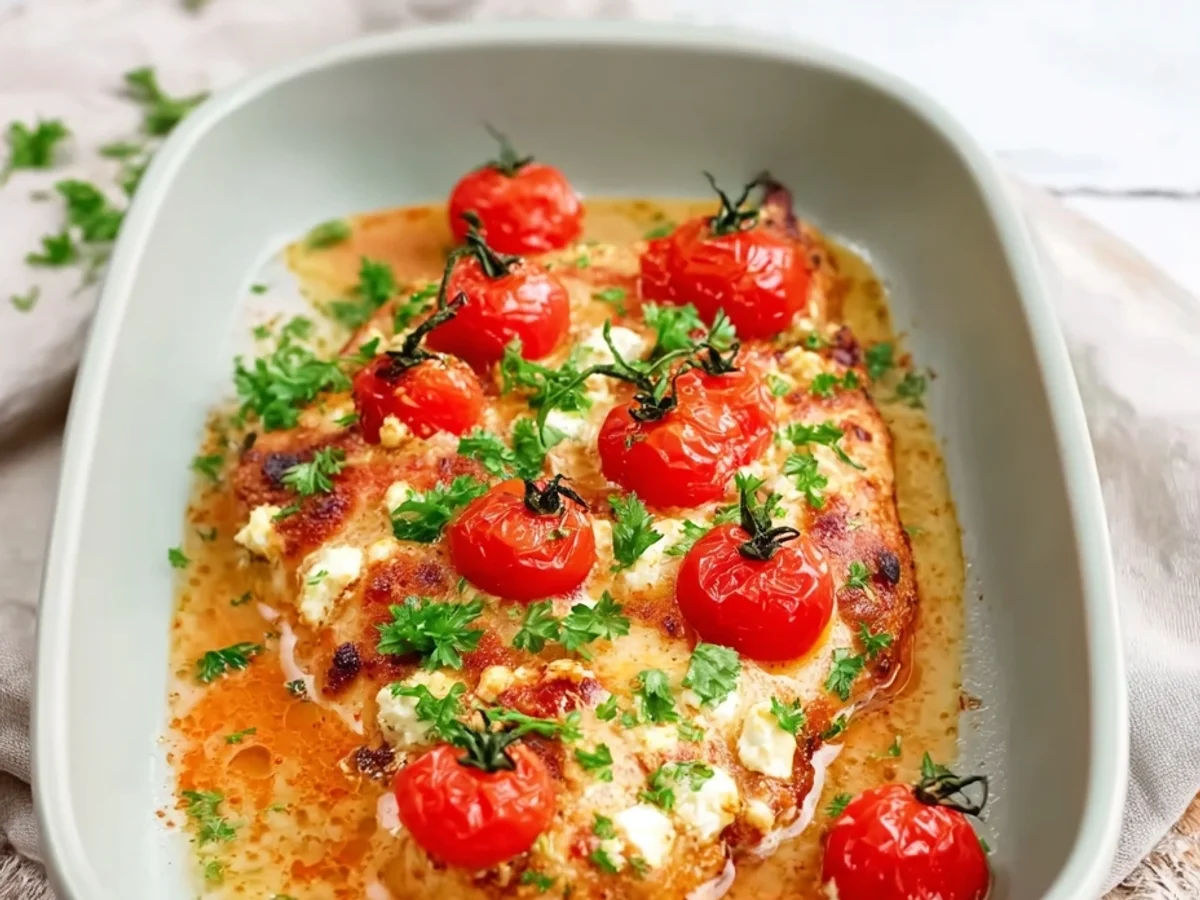 Überbackenes Putenschnitzel mit Feta & Tomaten Low Carb - Bild 2