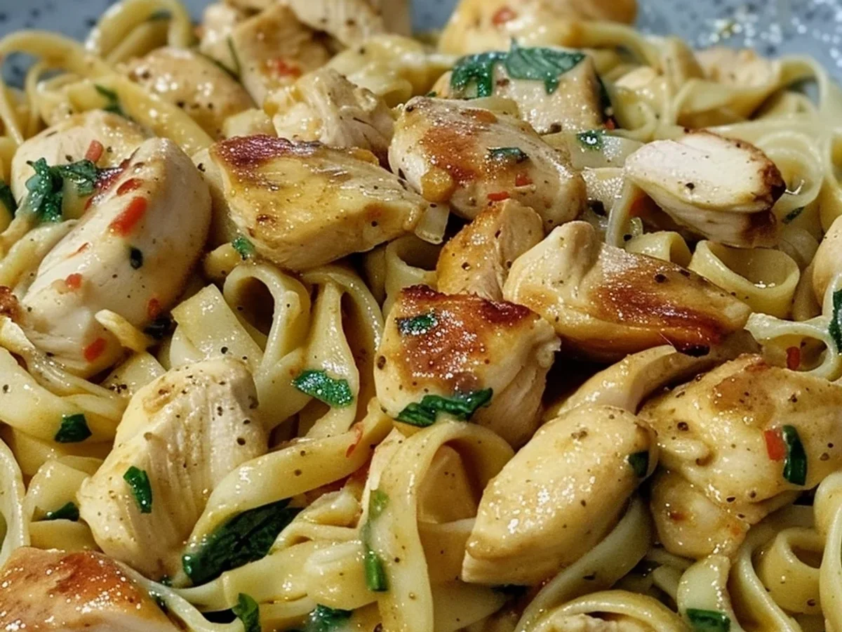Cremige Schnelle Curry Nudeln mit Hähnchen & Sahnesauce - Bild 1