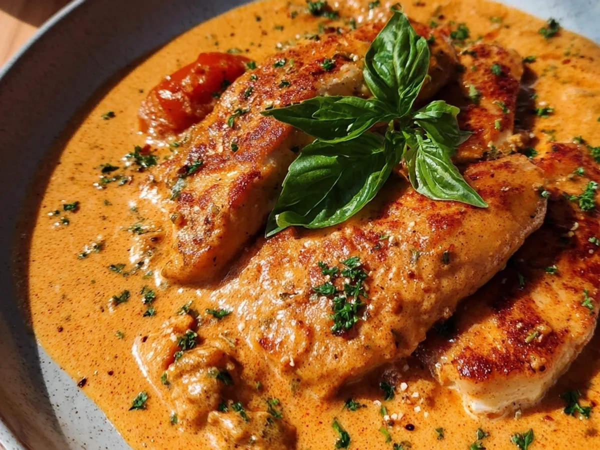 Cremiges Hähnchenfilet in Frischkäse-Parmesan-Soße - Bild 1
