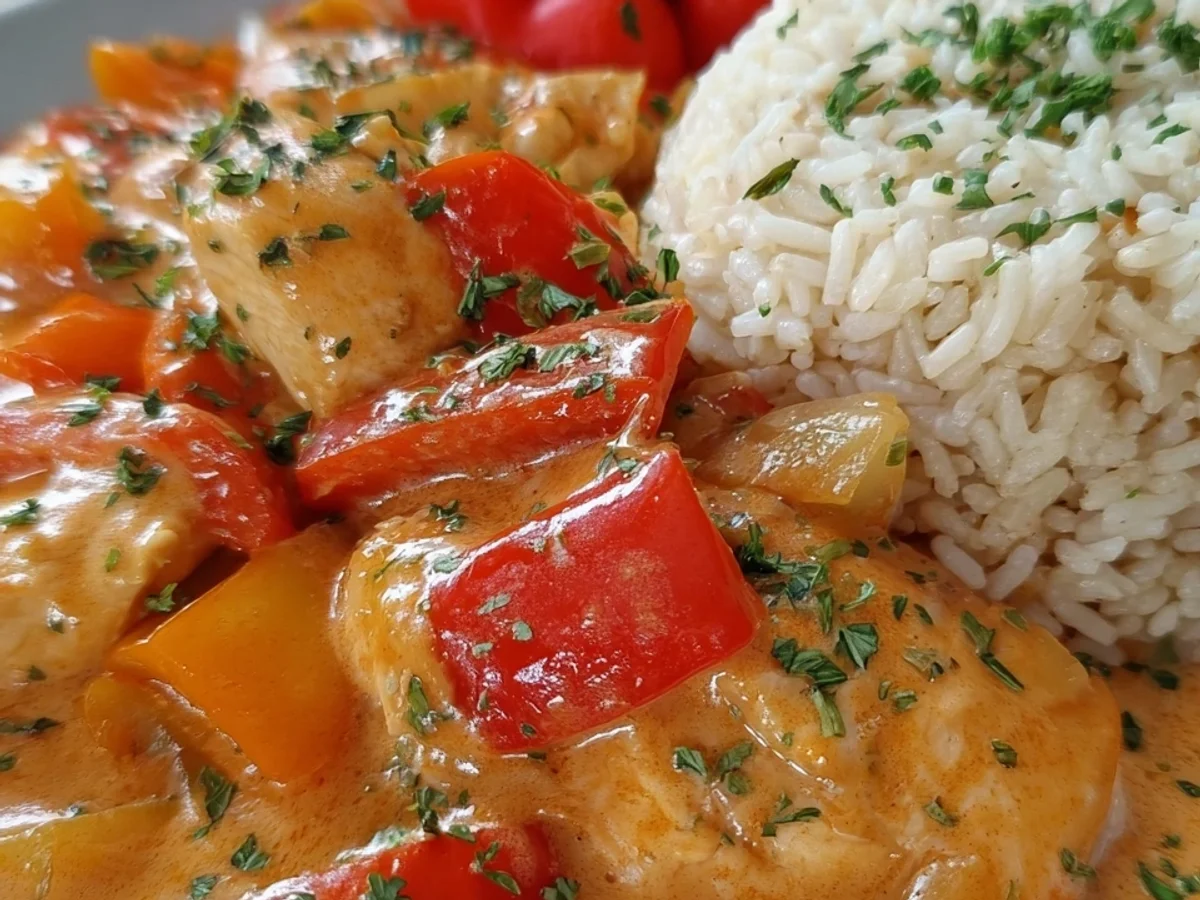 Cremiges Paprika Sahne Hähnchen mit Reis Mein Seelenfutter - Bild 2