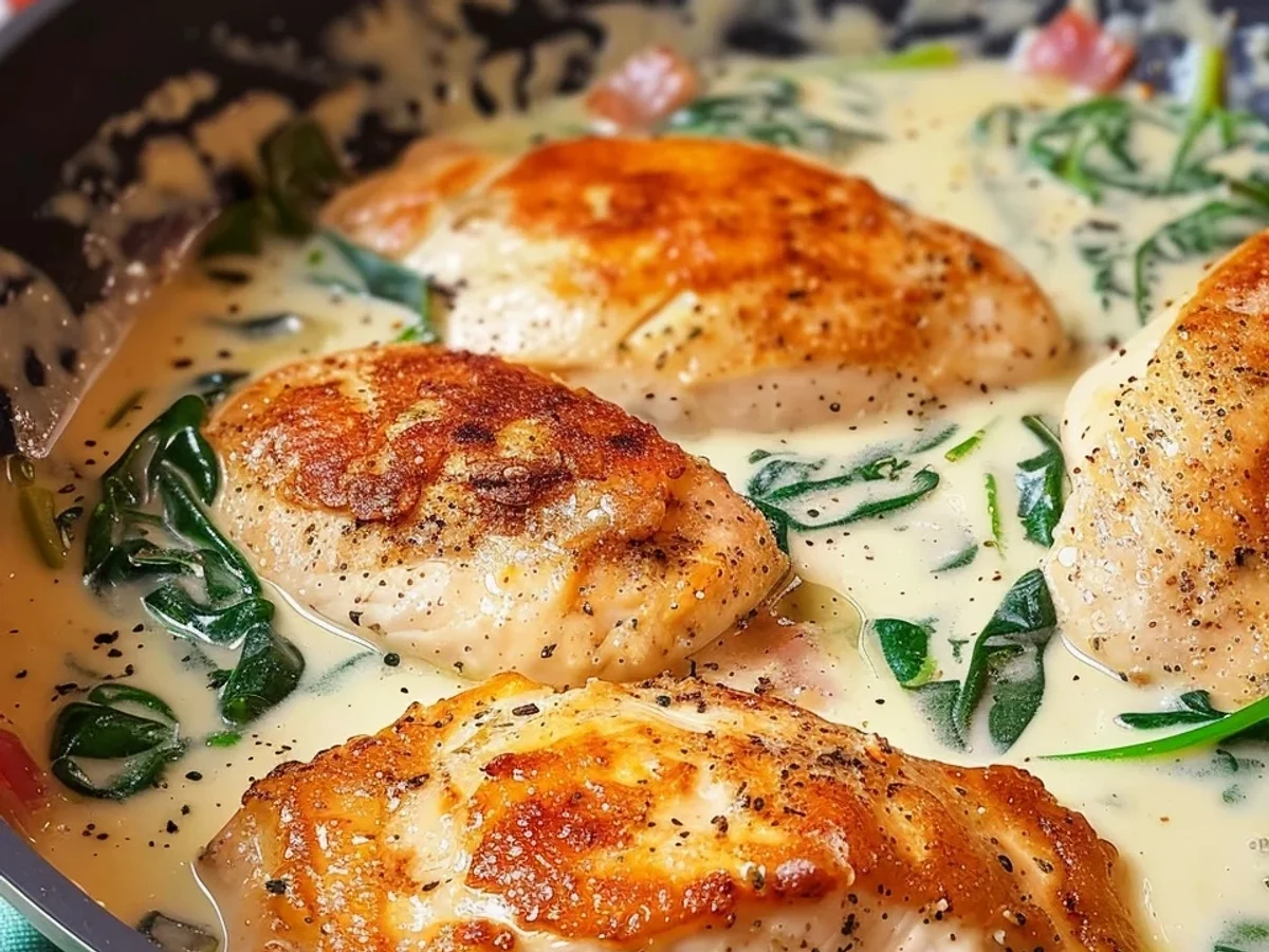 Cremiges Parmesan-Hähnchen mit Spinat-Soße selbst gemacht - Bild 1