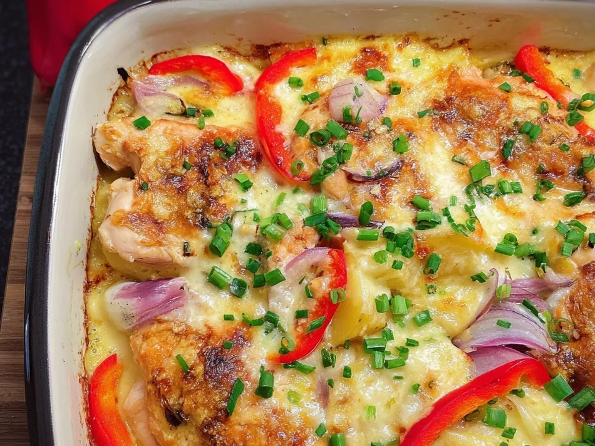Einfacher Hähnchen Auflauf mit Paprika & Schmand - Bild 1