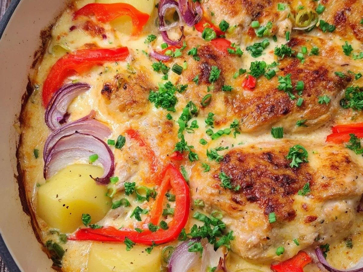 Einfacher Hähnchen Auflauf mit Paprika & Schmand - Bild 2