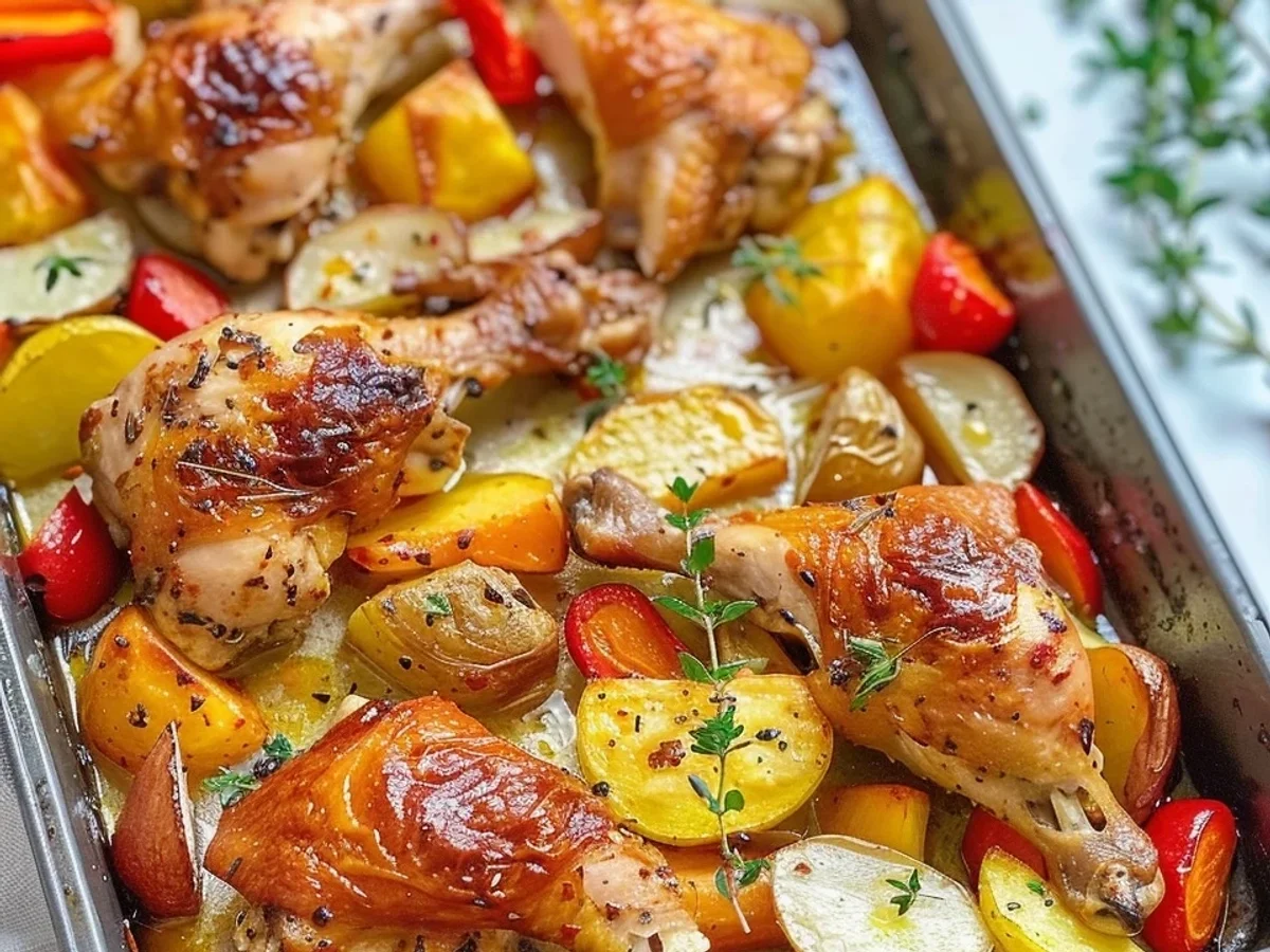 Knusprige Ofenhähnchenschenkel & Gemüse: Mein Rezept - Bild 1