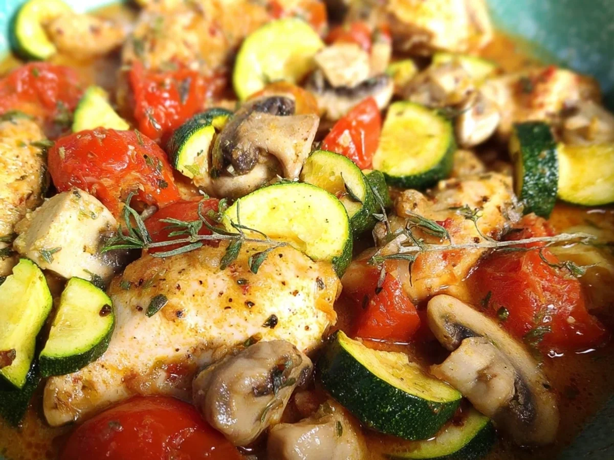 Low Carb Hähnchenpot mit Tomaten, Zucchini & Pilzen - Bild 2