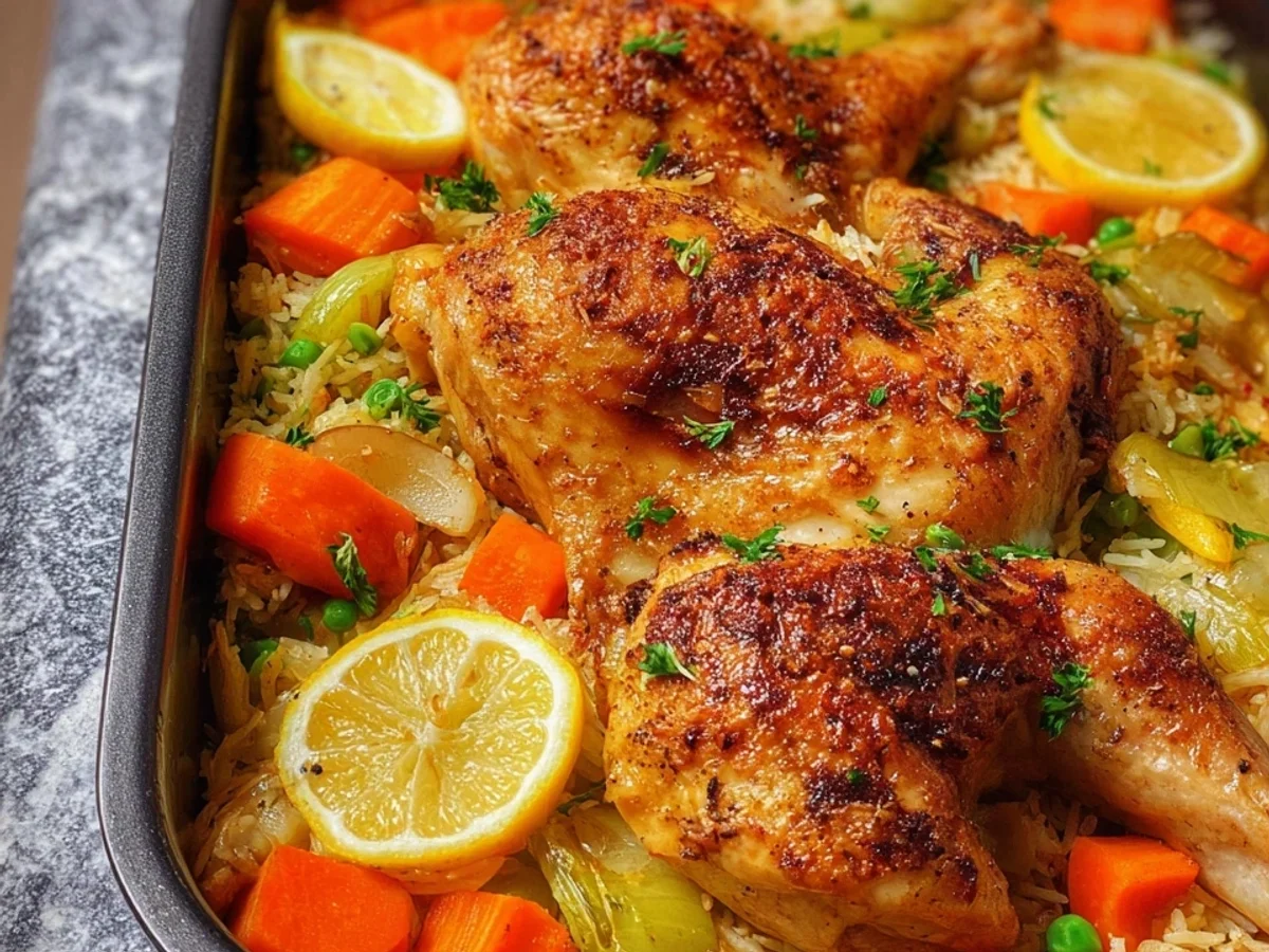 Ofenhuhn mit Gemüsereis: Dein einfaches Feierabendgericht - Bild 1