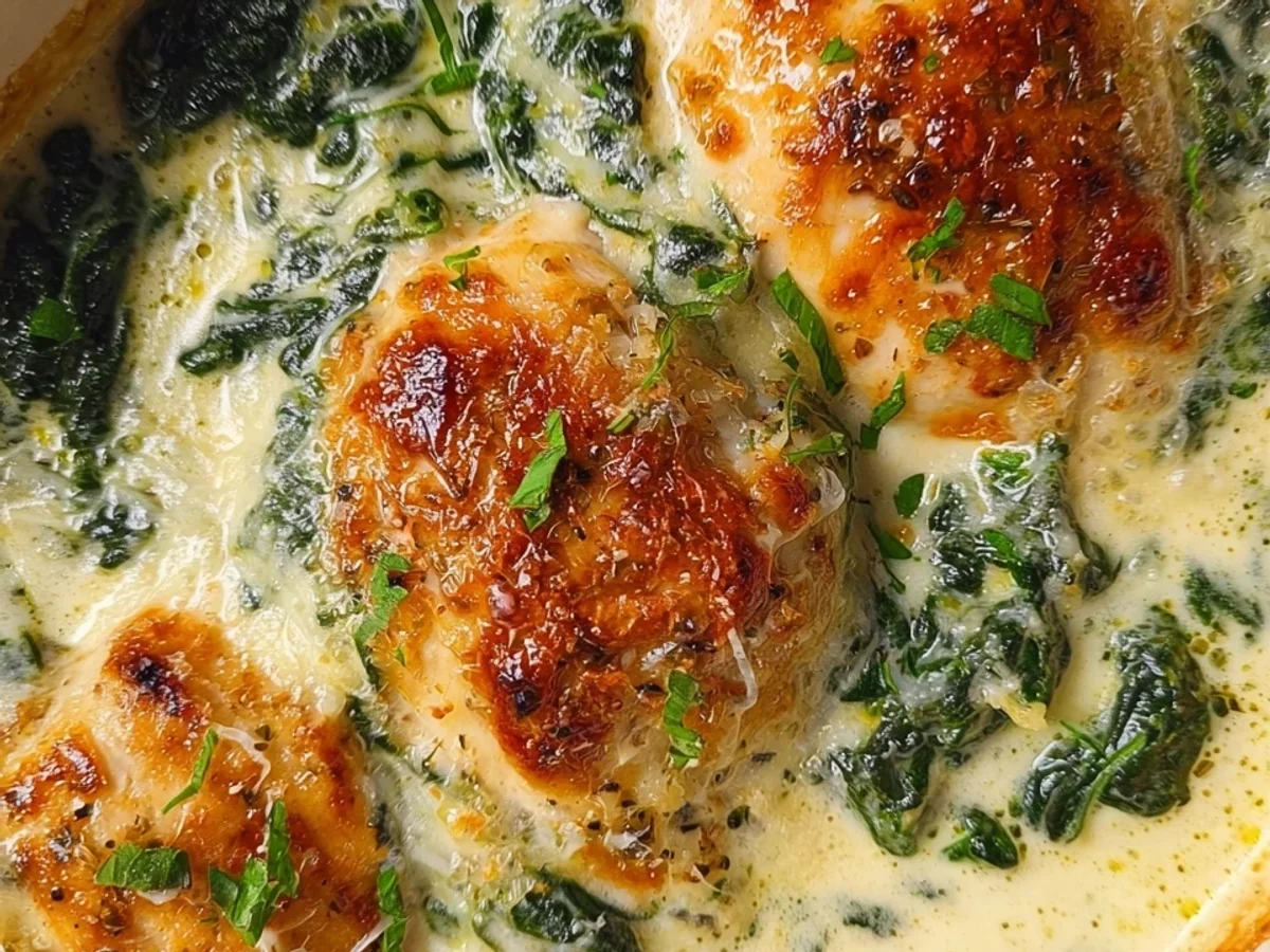 Parmesan Hähnchen in cremiger Spinatsoße: Ofenliebe pur - Bild 1