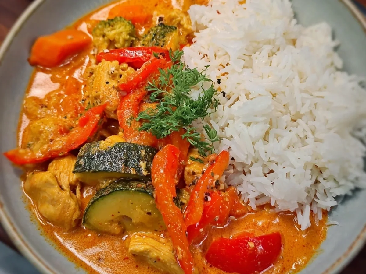Rotes Thai Curry Hähnchen: Schnell, Scharf & Zart - Bild 1