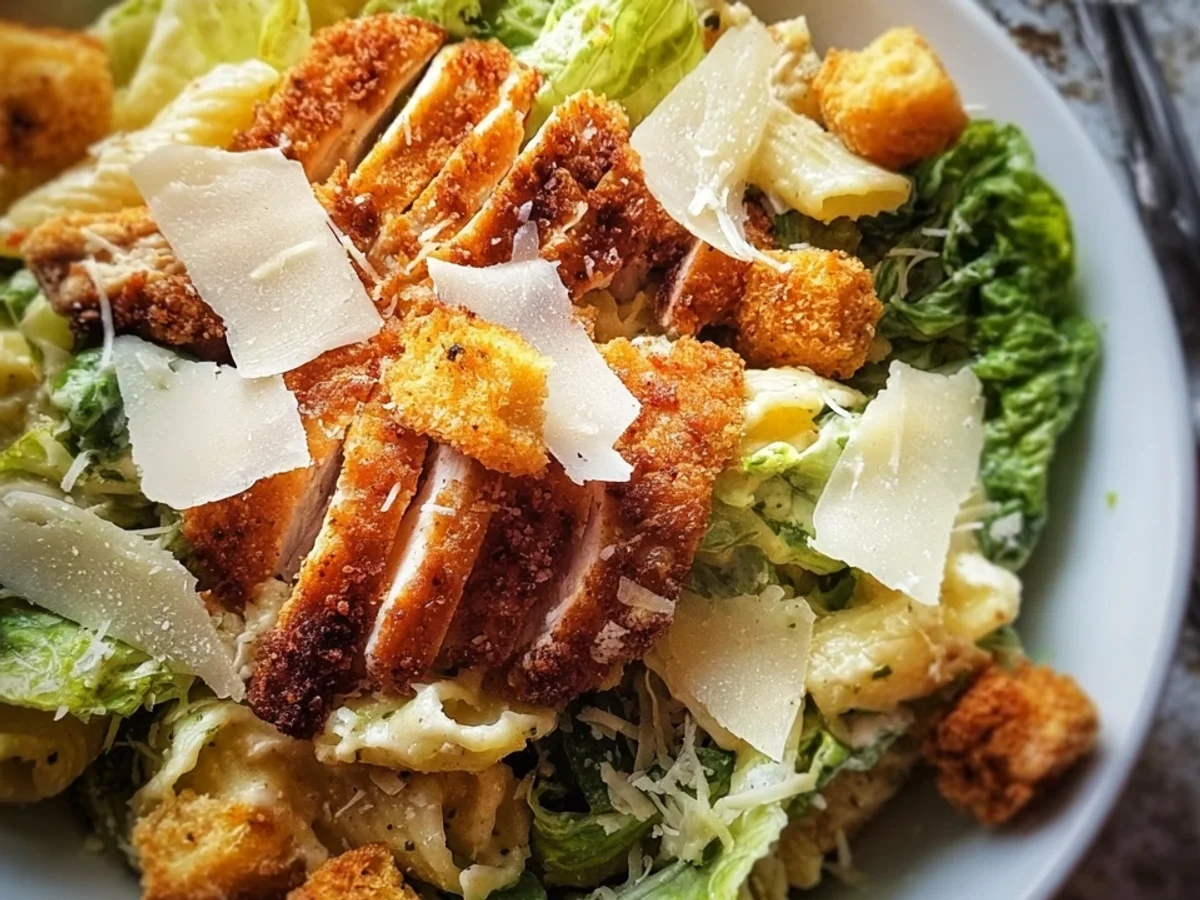 Schneller Caesars Nudelsalat mit Crispy Chicken - Bild 1