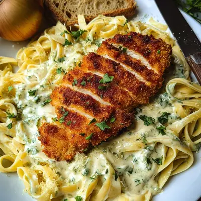 Alfredo Pasta mit Hähnchenschnitzel: Cremiger Genuss