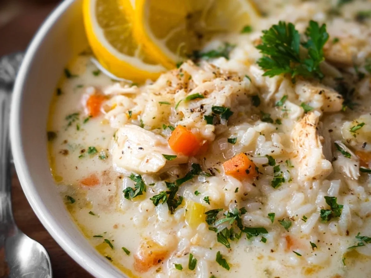 Cremige Hühnersuppe mit Reis und Zitrone: Mein Seelenwärmer - Beitragsbild