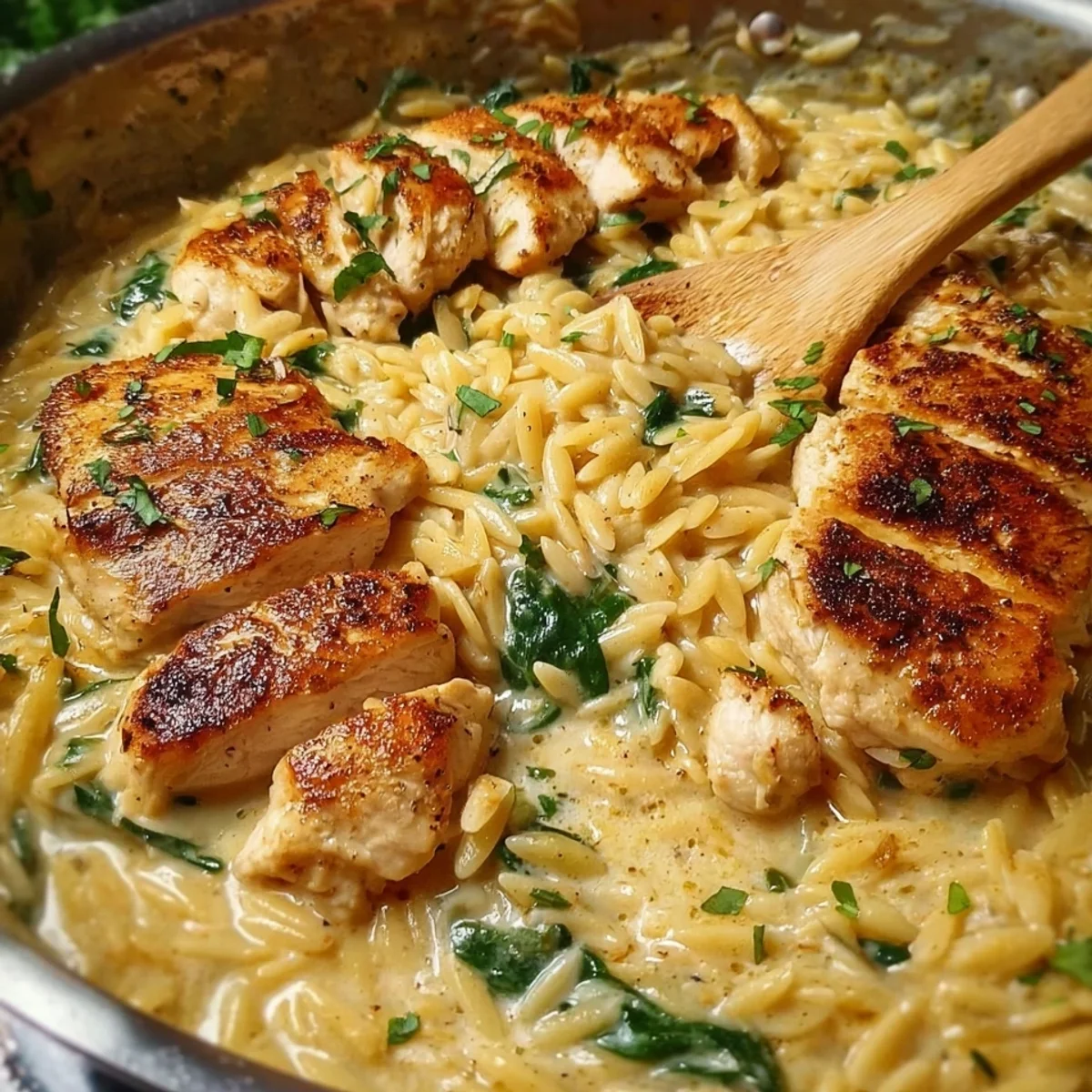 Cremiges One Pot Orzo mit Hähnchen: Schnell & Einfach