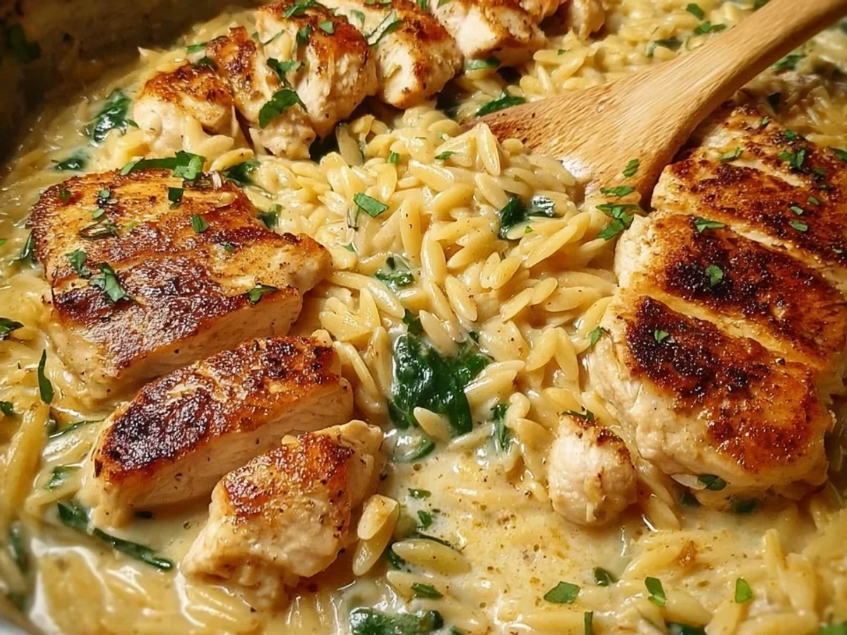 Cremiges One Pot Orzo mit Hähnchen: Schnell & Einfach - Beitragsbild