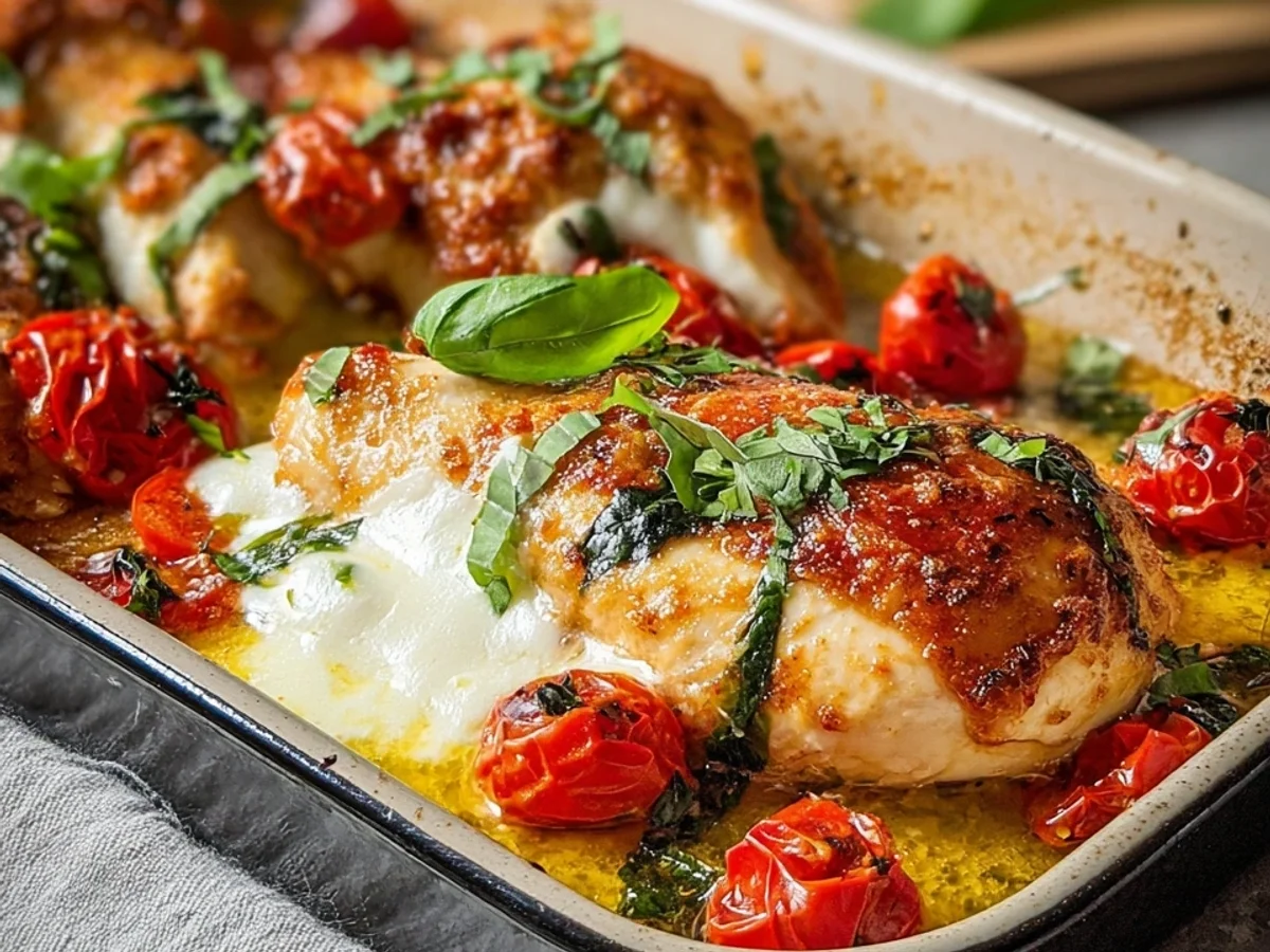 Herzhaftes Mozzarella-Hähnchen: Einfach & lecker - Beitragsbild