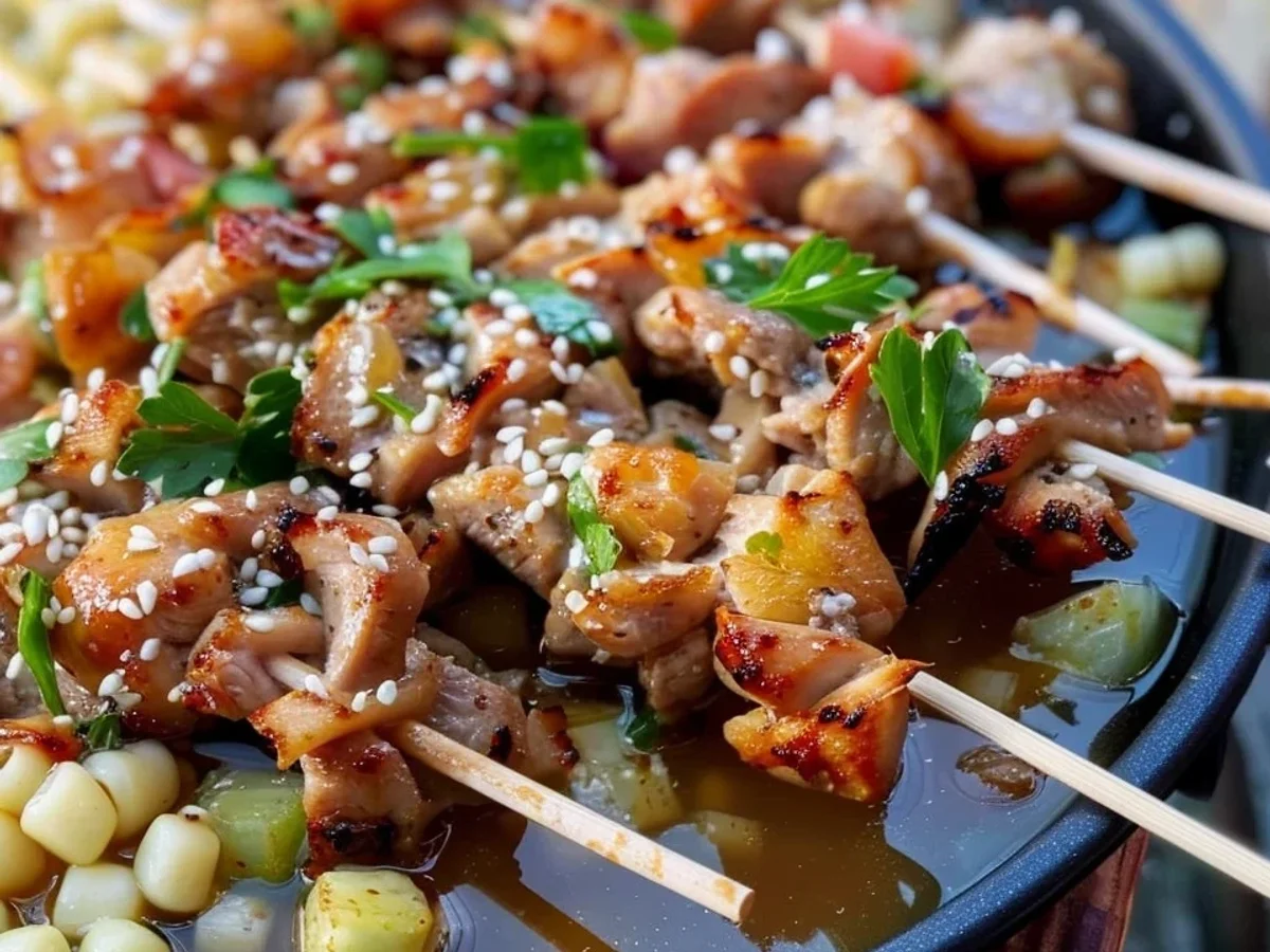 Hähnchen in Soja-Honig-Marinade: Asiatische Spieße - Beitragsbild