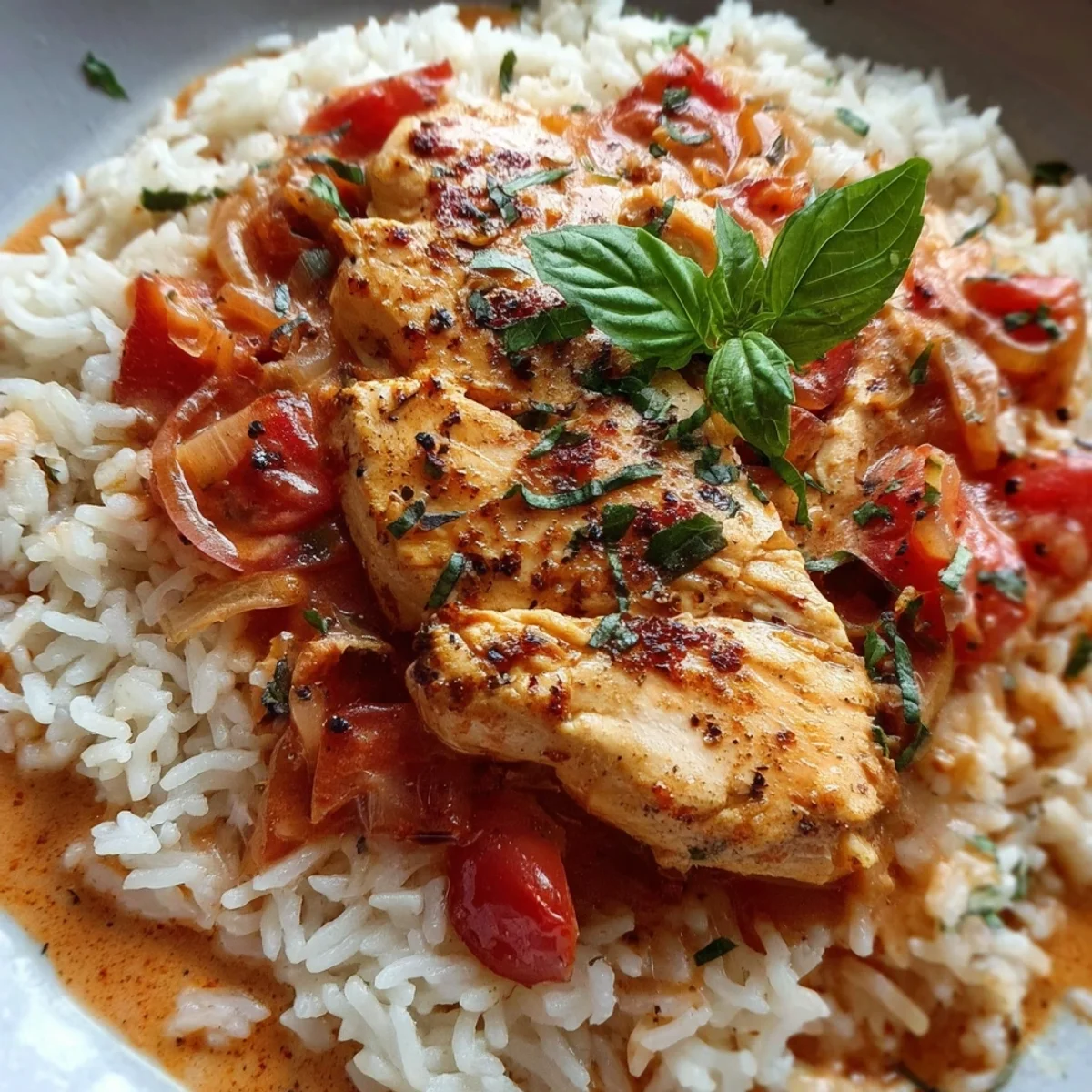 Hähnchen mit Reis & Tomatensoße: Gesundes Meal Prep