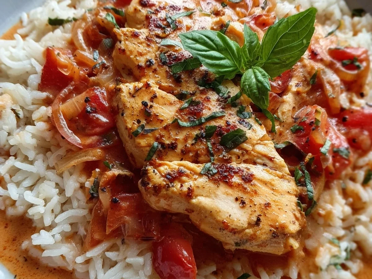 Hähnchen mit Reis & Tomatensoße: Gesundes Meal Prep - Beitragsbild