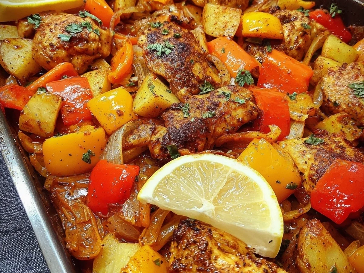 Hähnchen-Ofengericht mit Kartoffeln & Paprika - Beitragsbild
