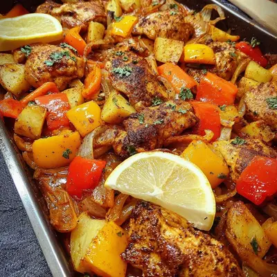 Hähnchen-Ofengericht mit Kartoffeln & Paprika