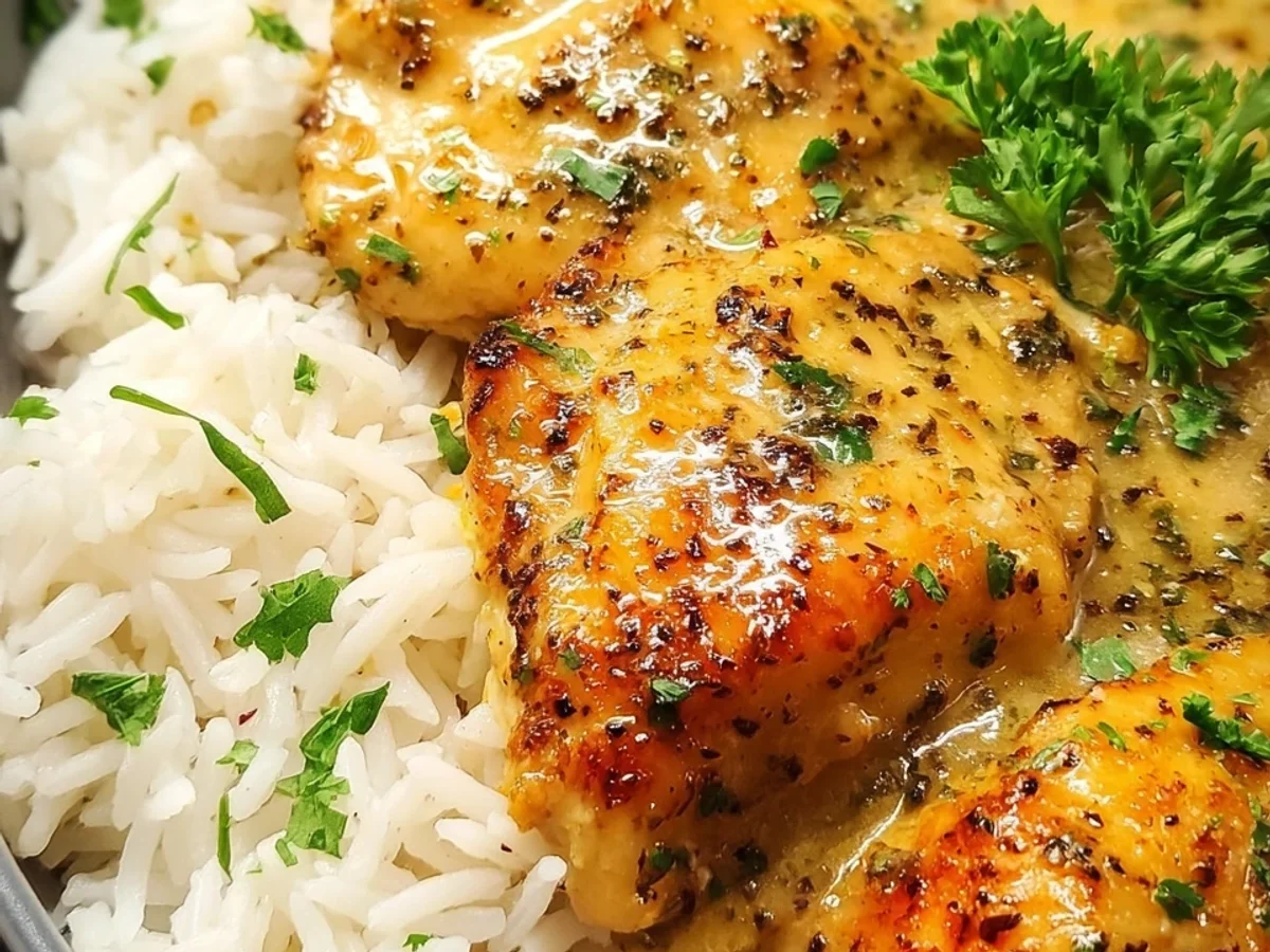 Honig Senf Hähnchen mit Reis: Cremig & Schnell! - Beitragsbild