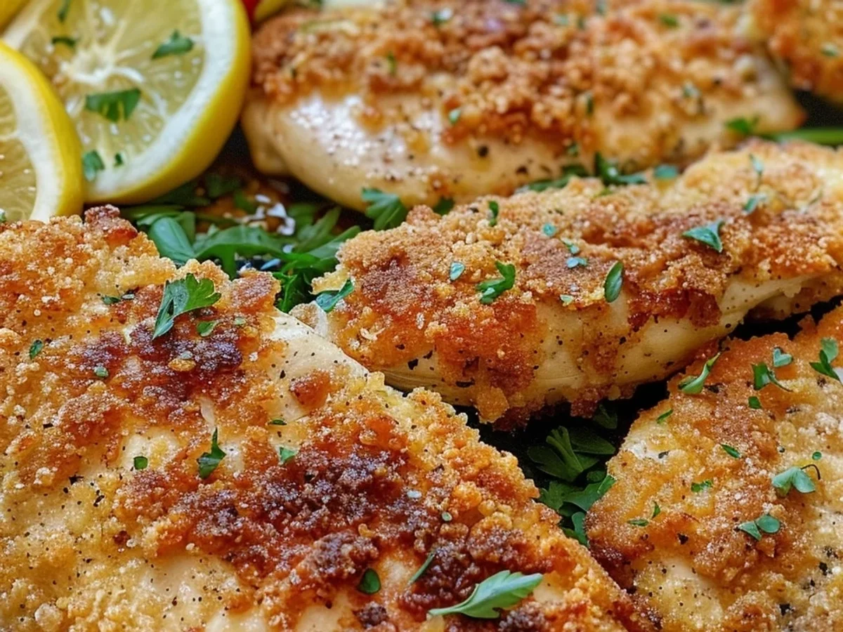 Knusprige Panierte Parmesan Hähnchenschnitzel aus dem Ofen - Beitragsbild