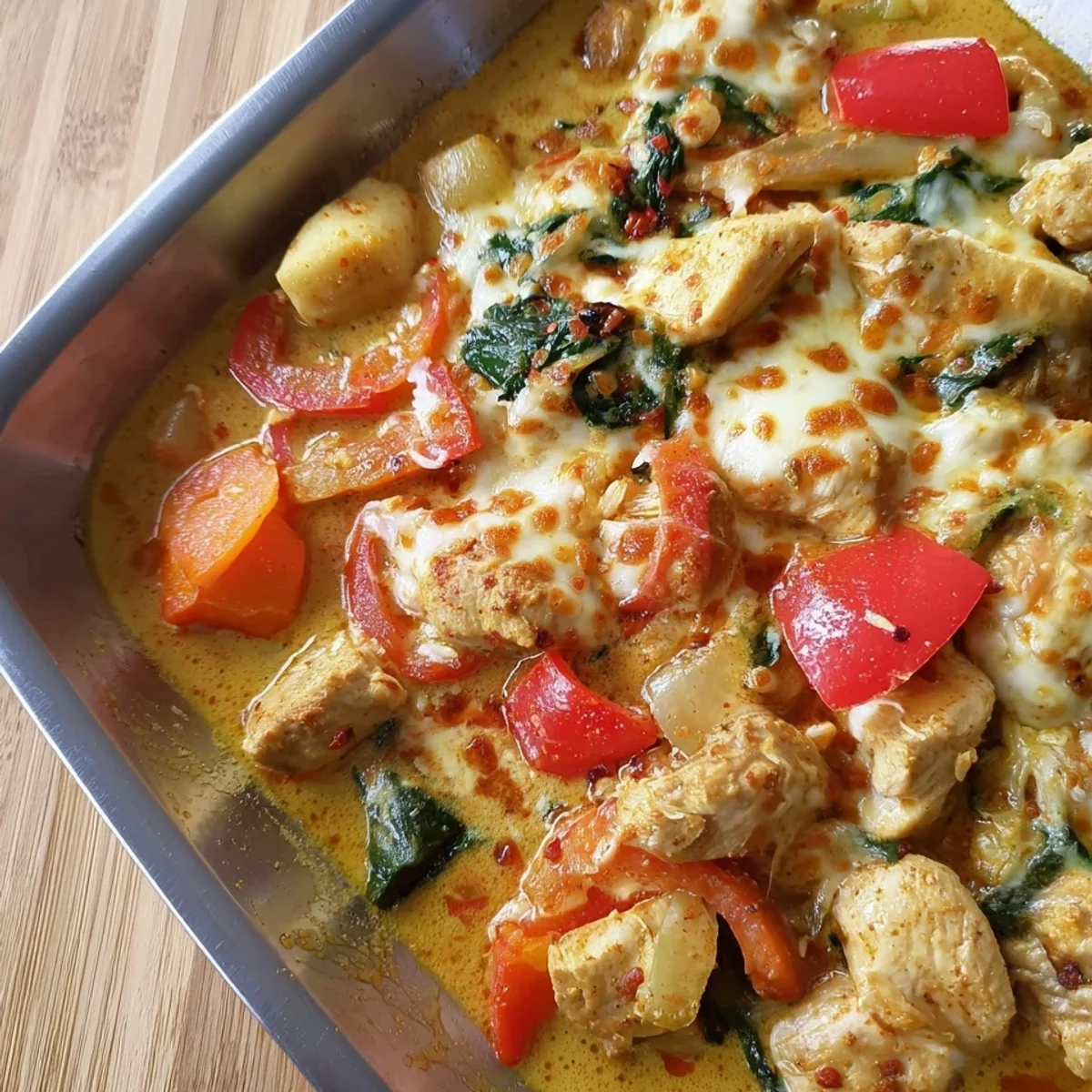 Low Carb Hähnchen Curry Auflauf: Cremig & Herzhaft