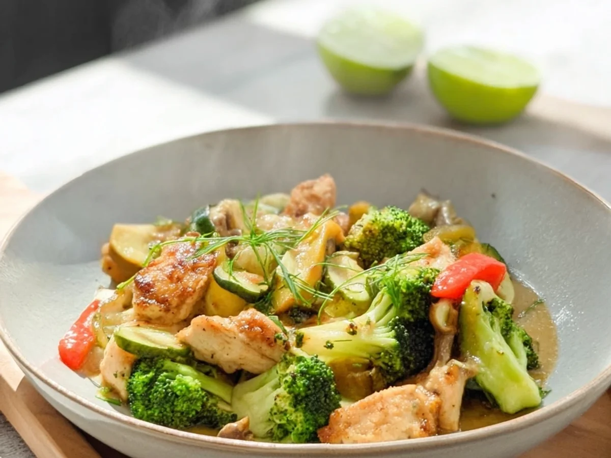 Low Carb Hähnchenpfanne: Schnell & Zart mit Gemüse - Beitragsbild
