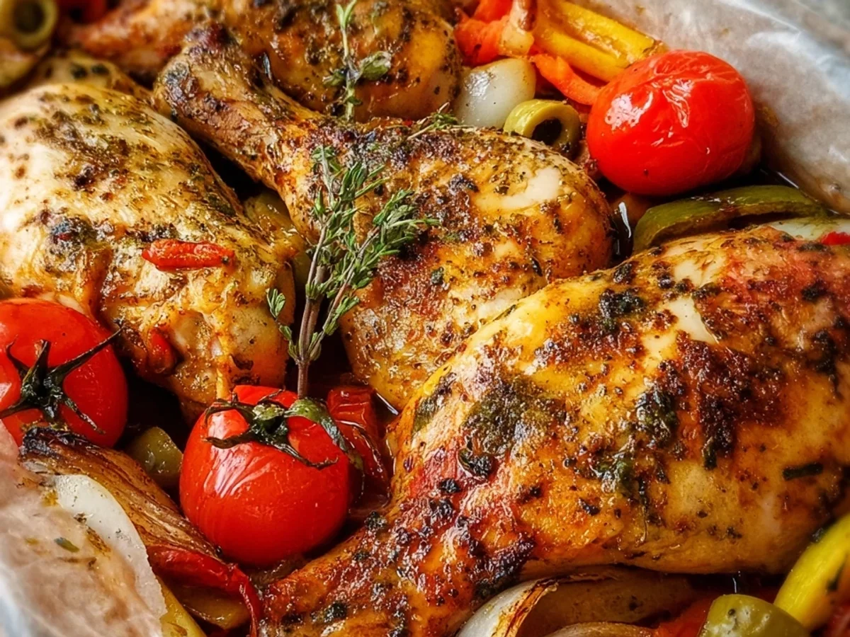 Mediterrane Hähnchenschenkel im Bratschlauch: Saftig & Unkompliziert - Beitragsbild