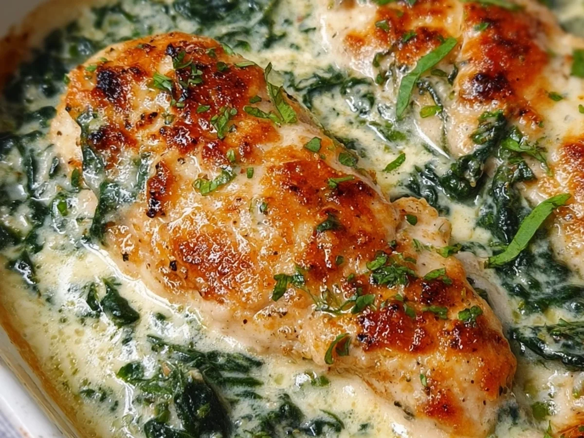 Parmesan Hähnchen in cremiger Spinatsoße: Ofenliebe pur - Beitragsbild