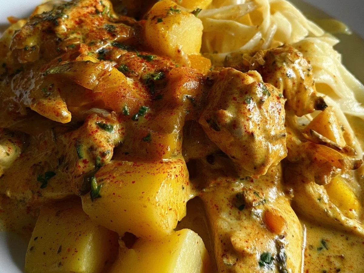 Pfirsich-Curry-Hähnchen-Auflauf: Süß-würziges Ofenglück - Beitragsbild