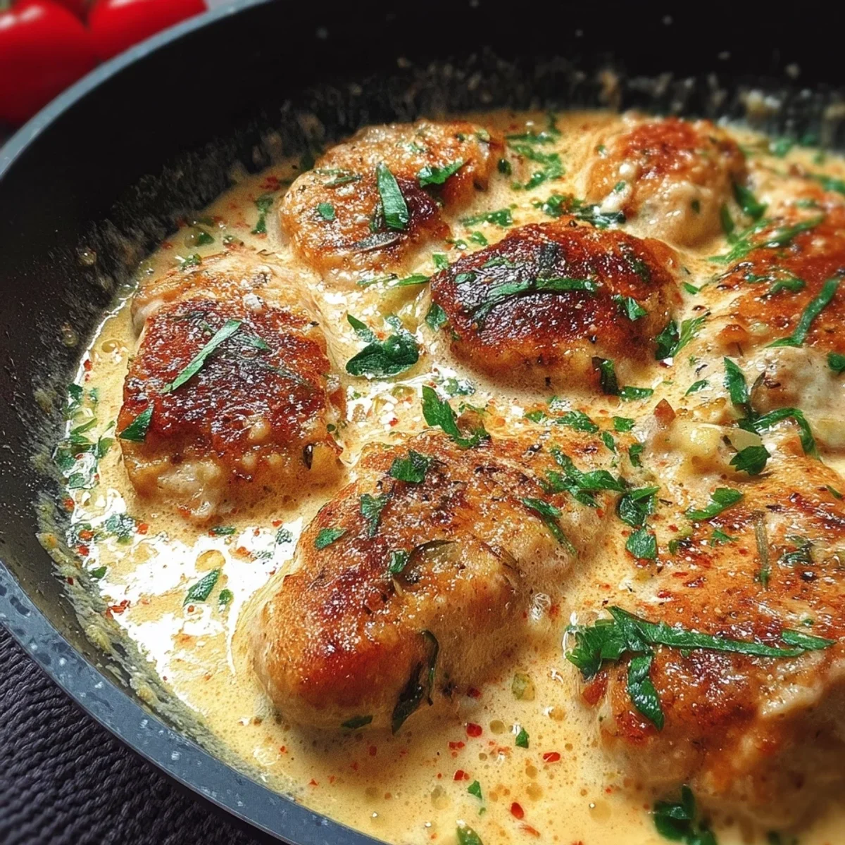 Zartes Hähnchenfilet in cremiger Frischkäse-Parmesan-Soße